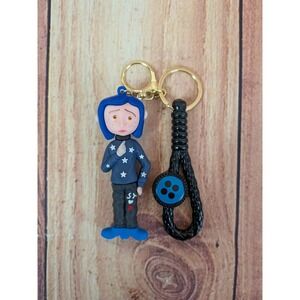 Coraline Mood Doll Button Eyes 3D Keychain - Charm Fantasy Movie Character